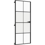 Sobna vrata tanka crna 83 x 201,5 cm kaljeno staklo i aluminij | shoptok.hr