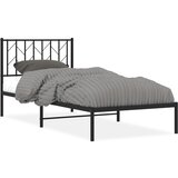 The Living Store Kovinski posteljni okvir z vzglavjem črn 90x190 cm - Posteljni Okvir, (21501600) | Shoptok.si