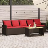Maison Chic Vrtni kavč - Zunanji kavč z blazinami 5-sedežni rjav poli ratan, (22044040) | Shoptok.si