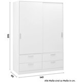 Mömax Omara Z Drsnimi Vrati Mika, Bela, Š. 140 Cm | Shoptok.si