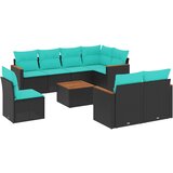 vidaXL 9-delni vrtni komplet sedežnih garnitur z blazinami črne barve poli ratan, (5000293721) | Shoptok.si