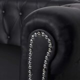  Chesterfield kavč dvosed in trosed um. usnje črne barve, (20597564) | Shoptok.si