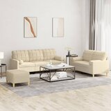  3-dijelni set sofa s jastucima krem od mikrovlakana Krema Cene