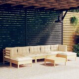  Vrtna sedežna garnitura 8-delna s krem blazinami borovina, (20795970) | Shoptok.si