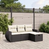 Maison Chic Seti vrtnega pohištva - Vrtna garnitura - Vrtni pohištvo set 4-delna z blazinami črna poli ratan, (21820609) | Shoptok.si