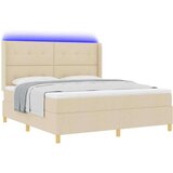 Box Postelja s podnožjem in vzmetnico ter LED svetlobo Krem 180x200 cm Tkanina, (22049458) | Shoptok.si