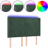 vidaXL LED posteljno vzglavje temno zeleno 147x16x118/128 cm žamet, (20952086) Cene