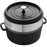 Staub La Cocotte 24cm rund, mit Dämpfeinsatz, schwarz | shoptok.hr