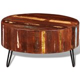 Maison Chic Klubska mizica - kavna mizica - Nizka mizica iz trdnega predelanega lesa okrogla, (21754527) | Shoptok.si