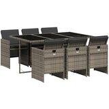  The Living Store Vrtna jedilna garnitura 7-delna z blazinami siv poli ratan - Vrtna Jedilna Garnitura, (21451729) | Shoptok.si