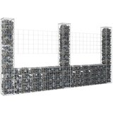 vidaXL Gabion košara U-oblike s 3 stebri železo 260x20x150 cm Cene