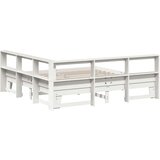  Knjižna postelja brez vzmetnice bela 200x200 cm trdna borovina | Shoptok.si