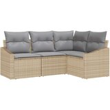  Set Kauča za Vrt Set od 4 Sivi Prirodni Ratan Poliester Jastuci | shoptok.hr