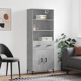 vidaXL Visoka komoda betonsko siva 69,5x34x180 cm inženirski les | Shoptok.si