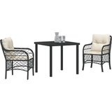 vidaXL 3-dijelni vrtni blagovaonski set s jastucima crni poli ratan | shoptok.hr