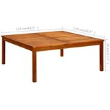  Vrtni stolić za kavu 110 x 110 x 45 cm masivno bagremovo drvo | Eponuda.com