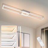 Nettlife LED stropna svetilka 102 cm, 2 okvirja, zatemnljiva, daljinski upravljalnik, srebrna 36 W, za spalnico, (22110359) | Shoptok.si