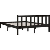  Okvir za krevet od masivne borovine crni 135x190 cm bračni | Eponuda.com