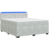 Krevet s box springom madracem i LED-om Svjetlosiva Baršun - Svjetlosiva 140 x 190 cm Dizajn s rombovima | shoptok.hr