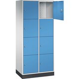 C+P Jeklena omara s predelki z zaklepanjem INTRO, višina predelka 435 mm, ŠxG 820 x 500 mm, 8 predelkov, korpus svetlo siv, vrata svetlo modra | Shoptok.si