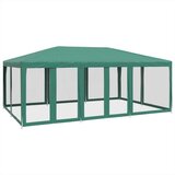 Šator za zabave s 10 mrežastih bočnih zidova crveni 6x4 m HDPE | shoptok.hr