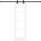 vidaXL Drsna vrata z kompleti pribora bela 61x198.5 cm masiven les bor, Notranja vrata z steklom "ORKDAL" bela 61x198.5x4 cm | Shoptok.si