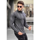 Madmext Anthracite Patterned Turtleneck Knitwear Sweater 5769 Cene