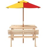  Stol za piknik za 4 djece sa suncobranom od masivne jelovine | shoptok.hr