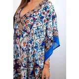 Kesi Włoski Women's beach poncho with oriental pattern cornflower blue | shoptok.hr