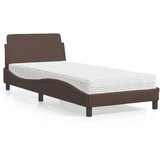 vidaXL Postelja z vzmetnico rjava 90x200 cm umetno usnje Cene