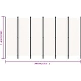 vidaXL Sobna pregrada sa 6 panela krem-bijela 300 x 180 cm | shoptok.hr