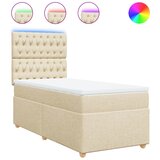 vidaXL Box spring postelja z vzmetnico krem 80x200 cm blago, (21291433) | Shoptok.si