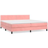  Box spring postelja z vzmetnico roza 200x200 cm žamet, (20894234) | Shoptok.si