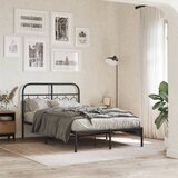 Maison Chic Kovinski Posteljni okvir - Dvoposteljna postelja - Zakonska postelja z vzglavjem črn 120x190 cm, (21693292) | Shoptok.si