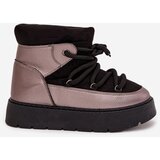 Boto Low Women's Snow Boots Insulated With Fur With Thick Lacing Black Xarina | Shoptok.si