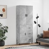 vidaXL Visoka komoda siva betona 69 5x34x180 cm od konstruiranog drva | shoptok.hr