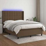  Box spring postelja z vzmetnico LED temno rjava 140x200cm blago, (20902068) Cene