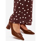 Boto Heels On A Block With Decorative Buckle Brown Seriva | ePonuda.com