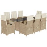  The Living Store Vrtna jedilna garnitura 9-delna z blazinami bež poli ratan - Vrtna Jedilna Garnitura, (21461647) | Shoptok.si