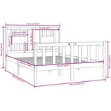  Okvir za krevet od masivnog drva bijeli 135x190 cm 4FT6 bračni | shoptok.hr