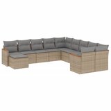  The Living Store Vrtna sedežna garnitura 11-delna z blazinami bež poli ratan - Vrtna Sedežna Garniture, (21452850) | Shoptok.si
