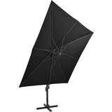  Konzolni vrtni suncobran sa stupom i LED svjetlima 300 cm crni | shoptok.hr