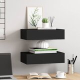  Zidne police s ladicom 2 kom crne 40 x 23,5 x 10 cm MDF | Eponuda.com