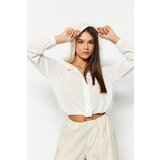 Trendyol Ecru Zipper Hoody, Sweater Look, Smocking Waist, Crop Knitted Sweatshirt | Shoptok.si