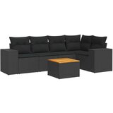  6-dijelni set vrtnih sofa s jastucima crni od poliratana | shoptok.hr