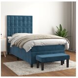 vidaXL Box spring postelja z vzmetnico temno modra 90x200 cm Cene