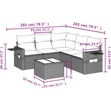  6-dijelni set vrtnih sofa od poliratana s jastucima sivi | shoptok.hr
