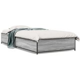 vidaXL Posteljni okvir siva sonoma 75x190 cm inženirski les in kovina, (21128311) | Shoptok.si