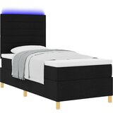 vidaXL Postelja na vzmet z vzmetnico in LED svetlobo Črna 100x200 cm Tkanina | Shoptok.si