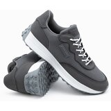 Ombre Men's shoes sneakers in combined materials - dark grey Cene